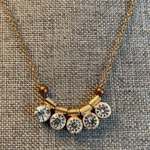 Vintage Gold Necklace with Crystal Accents